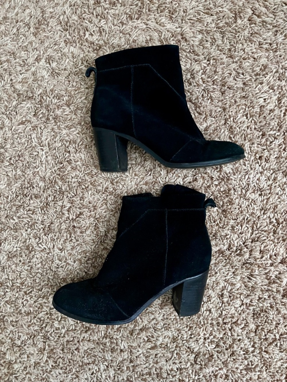 Toms Black Suede Block Heel Ankle Booties